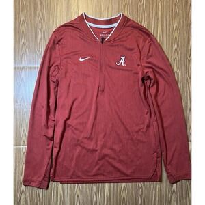 Nike DriFit Quarter Zip Pullover Jacket Mens L Alabama Crimson Tide Football Red